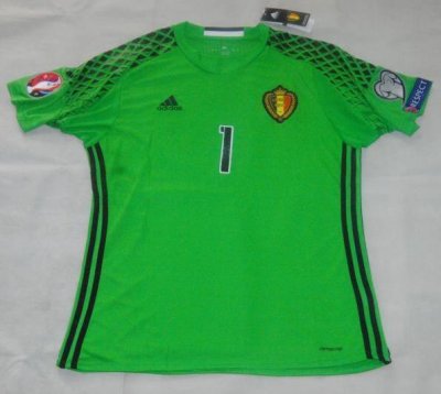 2016 Euro Belgium COURTOIS #1 Green Goalkeeper Jersey