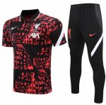 2020-21 Liverpool Pink Black Short Sleeve Polo Kits Pants with Shirt