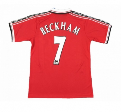 1998-1999 Manchester United Retro #7 Beckham Home Soccer Jersey Shirt
