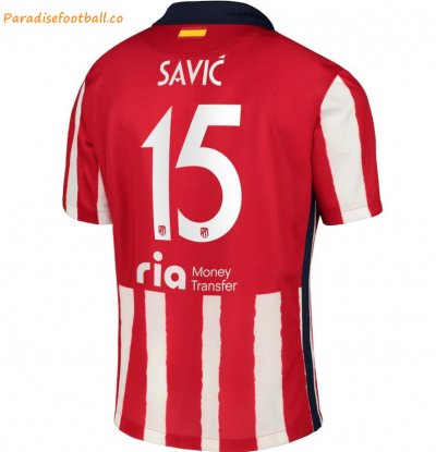 2020-21 Atlético Madrid Metropolitano Home Soccer Jersey Shirt with Savic 15 printing