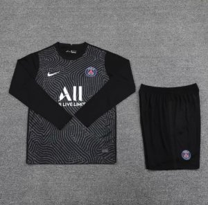 2020-21 PSG Black Long Sleeve Goalkeeper Soccer Jersey Kits (Shirt+Shorts)