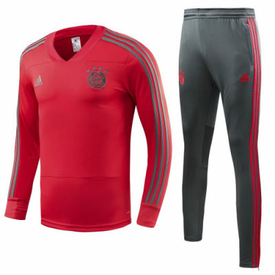 18-19 Bayren Munich Red&Gray Training Kit( Sweat Top Shirt+Trouser)
