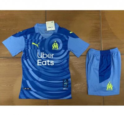 Kids Olympique de Marseille 2020-21 Third Away Soccer Kits Shirt With Shorts