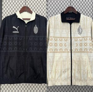 2024-25 AC Milan Black Khaki Reversible Trench Coat Jacket