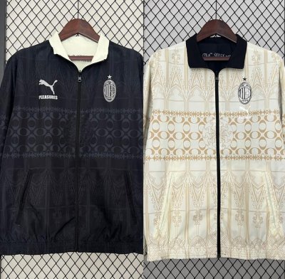 2024-25 AC Milan Black Khaki Reversible Trench Coat Jacket