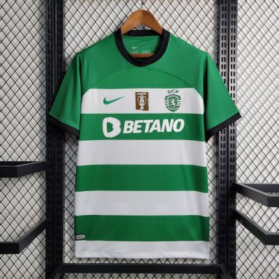 2023-24 Sporting Lisbon Championship Soccer Jersey shirt with Golden Patch