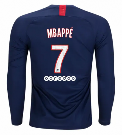 2019-20 PSG Long Sleeve Home Soccer Jersey Shirt Kylian Mbappe #7