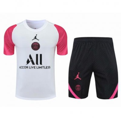 2021-22 PSG x Jordan White Pink Training Kits Shirt with Shorts