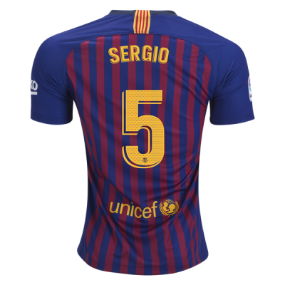 2018-19 FC Barcelona Home Soccer Jersey Shirt Sergio #5