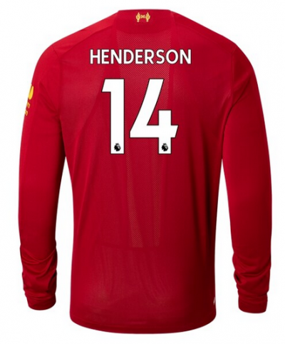 Jordan Henderson #14 Liverpool 2019-20 Long Sleeve Home Soccer Jersey