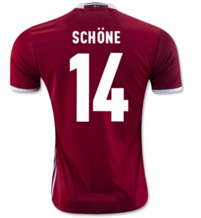 2016 Euro Denmark Home SCHÖNE #14 Soccer Jersey
