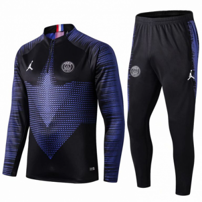 2019-20 PSG Black Blue Training Suits (Sweatshirt + Pants)