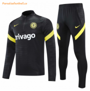 2021-22 Chelsea Black Yellow Training Kits Sweatshirt with Pants