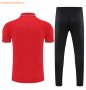 2021-22 AC Milan Red Polo Kits Shirt with Pants
