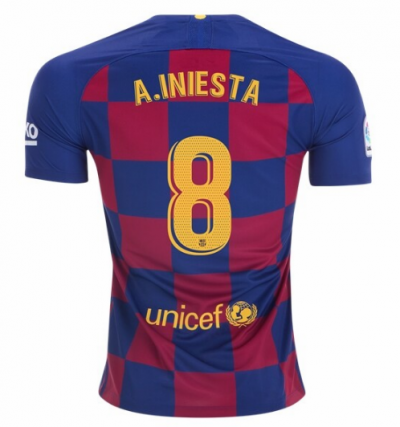 2019-20 Barcelona Home Soccer Jersey Shirt Andres Iniesta #8