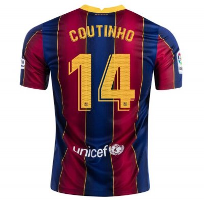 2020-21 Barcelona Home Soccer Jersey Shirt PHILIPPE COUTINHO #14