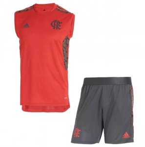 2021-22 Flamengo Men's Red Training Kits Vest Shirt with Shorts