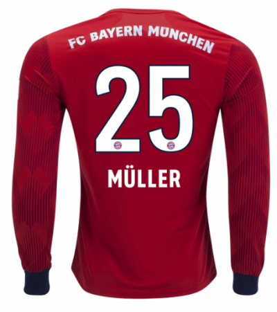 2018-19 Bayern Munich LS Home Soccer Jersey Shirt Thomas Muller #25