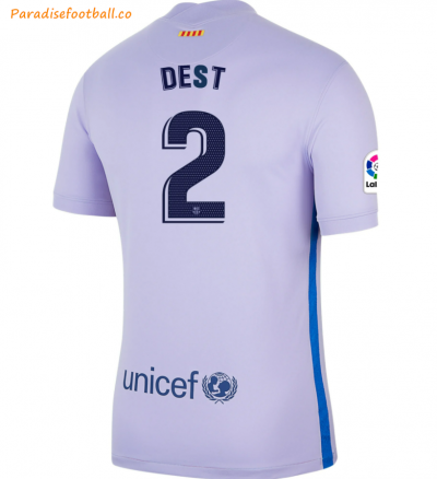 2021-22 Barcelona Away Soccer Jersey Shirt with SERGIÑO DEST 2 printing