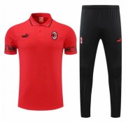2021-22 AC Milan Red Polo Kits Shirt + Pants