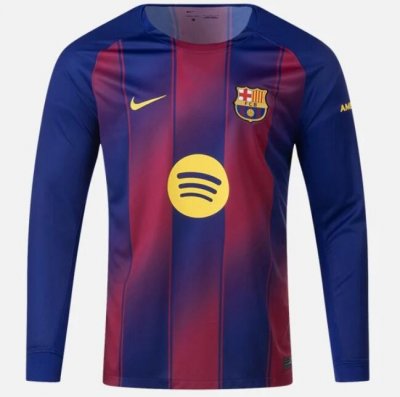2025-26 Barcelona Home Long Sleeve Soccer Jersey Shirt