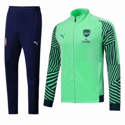 2018-19 Arsenal Green&Navy High Neck Collar Jacket training suit with pants