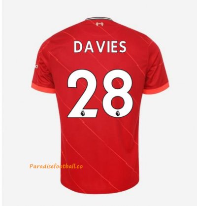 2021-22 Liverpool Home Soccer Jersey Shirt with DAVIES 28 printing