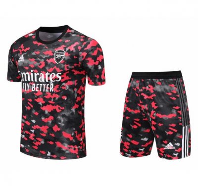 2021-22 Arsenal Red Black Training Kits Shirt with Shorts