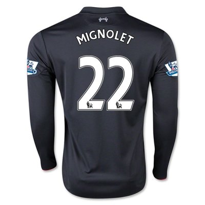 2015-16 Liverpool MIGNOLET #22 LS Third Soccer Jersey