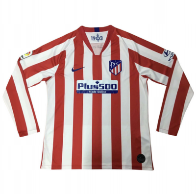 2019-20 Atletico Madrid Long Sleeve Home Soccer Jersey Shirt