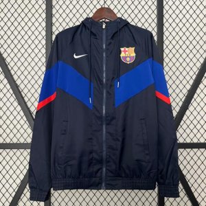 2024-25 Barcelona Black Blue Trench Coat Windbreaker Jacket