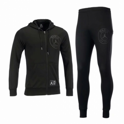 18-19 PSG JORDAN Black LOGO Hoody Training Kit(Jacket+Trouser)