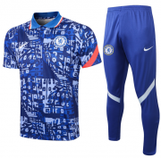 2021-22 Chelsea Blue Polo Kits Shirt + Pants