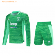2021-22 Juventus Long Sleeve Green Goalkeeper Soccer Kit Shirt with Shorts