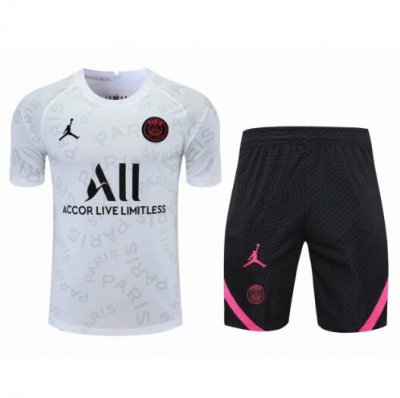 2021-22 PSG x Jordan White Training Kits Shirt with Shorts
