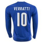 2016 Italy VERRATTI #10 LS Home Soccer Jersey