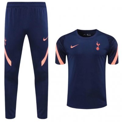 2020-21 Tottenham Hotspur Navy SS Training Kits Long Pants with Shirt
