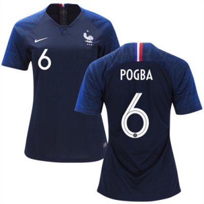 Women 2018 World Cup France Home Soccer Jersey Shirt Paul Pogba #6