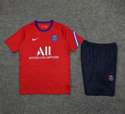 2020-21 PSG Red Short Sleeve Training Kits Shirt with Shorts