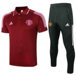 2020-21 Manchester United Red Polo Kits Shirt + Pants