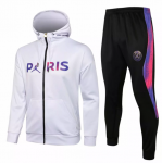 2021-22 PSG X Jordan White Training Suits Paris Hoodie Jacket with Pants