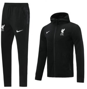 2020-21 Liverpool All Black Training Kits Hoodie Jacket with Pants