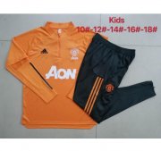 Kids 2020-21 Manchester United Orange Training Suits Youth Sweatshirt with Pants