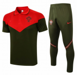 2021-22 Portugal Green Red Polo Kits Shirt + Pants