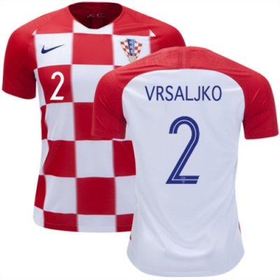 2018 World Cup Croatia Home Soccer Jersey Shirt Sime Vrsaljko #2