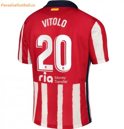2020-21 Atlético de Madrid Home Soccer Jersey Shirt with Vitolo 20 printing