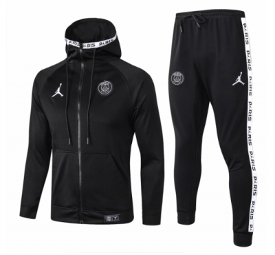 2019-20 PSG Aire Jordan Black Training Suits Hoodie Jacket Top and Pants