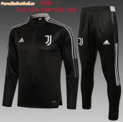2021-22 Juventus Kids Black Sweatshirt and Pants Youth Training Kits