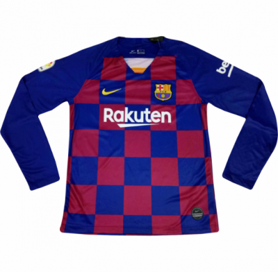 2019-20 Barcelona Long Sleeve Home Soccer Jersey Shirt