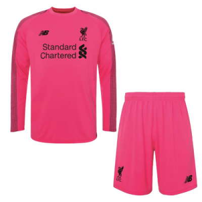 2018-19 Liverpool Pink Goalkeeper Long Sleeve Soccer Jersey Kit (Shirt + Shorts)